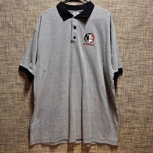 FSU Seminoles Textured Polo Men's XL Short Sleeve Embroidered Logo‎ Gray Black